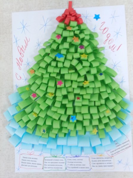 Объемная Новогодняя елка на плакате