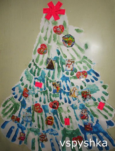 Рисование ладошками елка