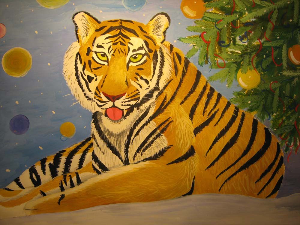 Новой год тигра. Тигр рисунок. Новогодний тигр. Тигренок гуашью. Тигр новый год.