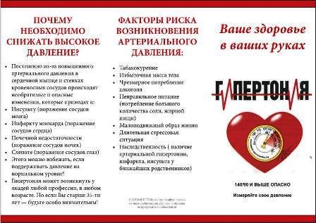 Профилактика гипертонической болезни буклет