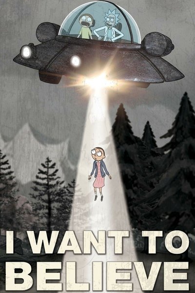 НЛО Рика i want to believe плакат