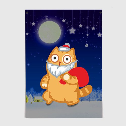 Новогодний плакат с котом