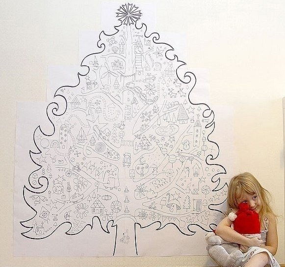 Елка раскраска