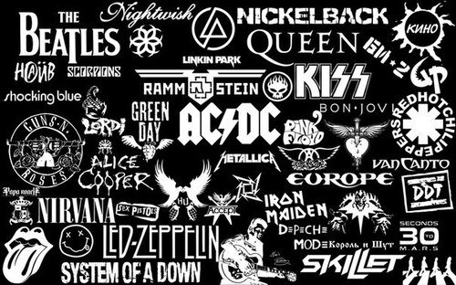 Рок групп черно-белый