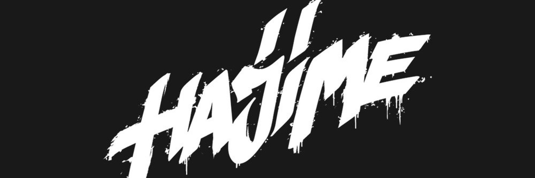 Hajime это. Надпись хаджиме. Hajime логотип. Надпись хаджиме на черном фоне. Наклейка хаджиме.