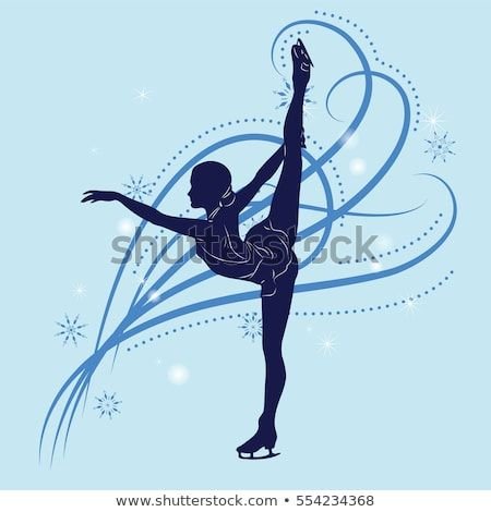 Силуэт фигуристки на коньках на красивом фоне