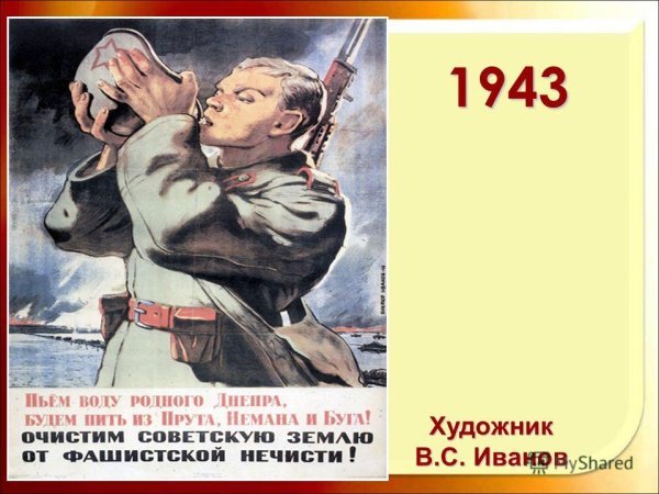 Плакат ВОВ пьем воду родного Днепра