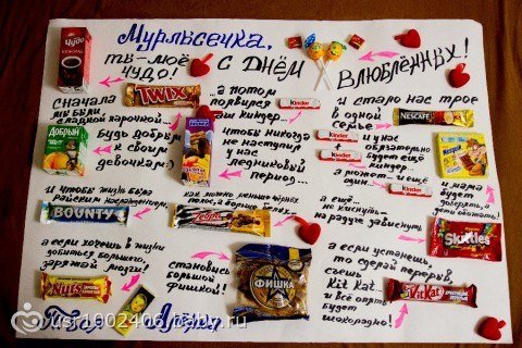 Сладости с пожеланиями в подарок