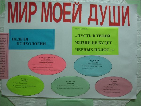 План недели психологии