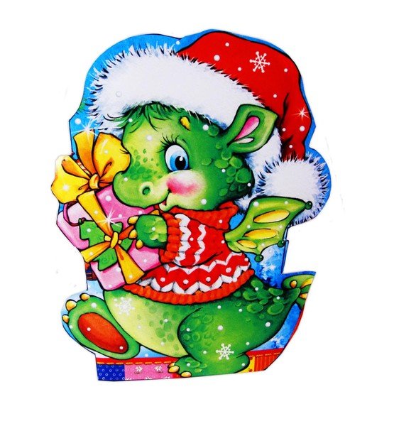 Картинка символ года дракон в новогодней шапке для детей красивый