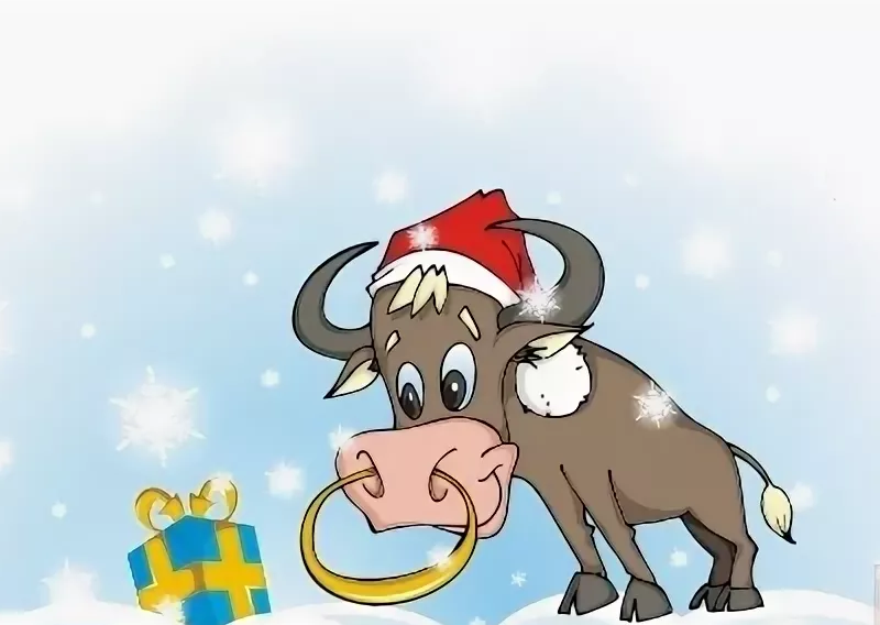 Год бика. Новогодняя корова. Новогодний бык. Символ года - бык. Символы года.