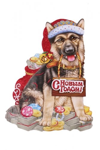 Хаски в новогодней шапке