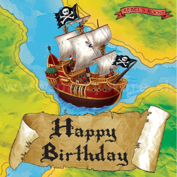 Открытка с днем рождения в пиратском стиле