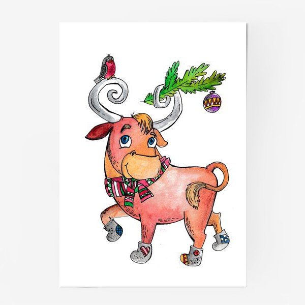 Новогодний плакат для раскрашивания