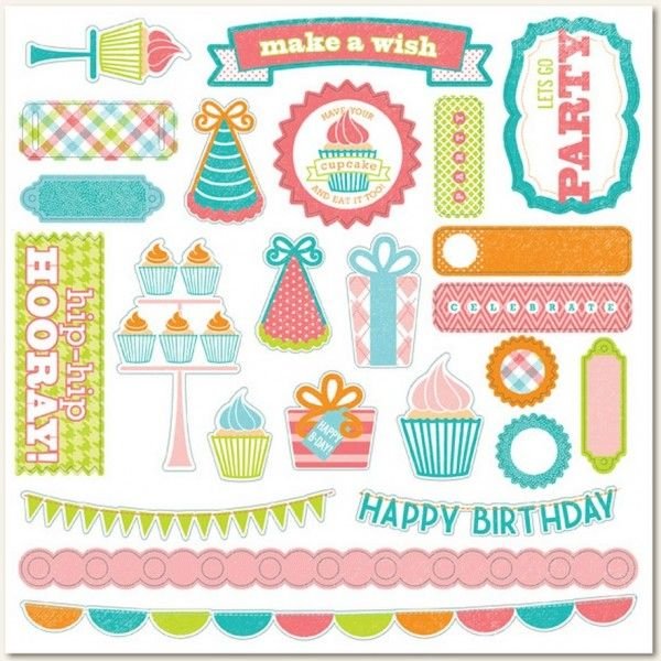 Элементы для скрапбукинга с днем рождения