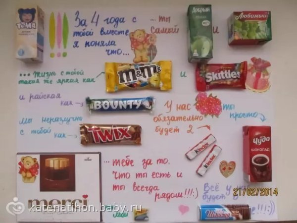 Плакат с конфетами на день рождения