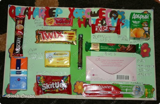 Плакат поздравление с днем рождения со сладостями