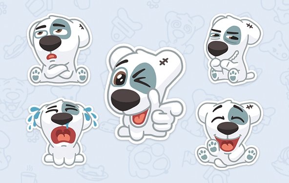 Спотти Стикеры черно белые