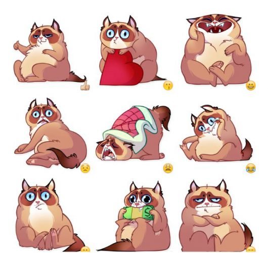 Хмурый кот стикер