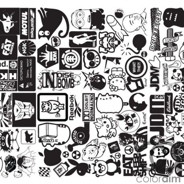 Стикеры наклейки черно белые
