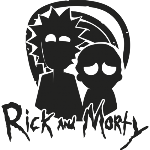 Рик и Морти Стикеры черно белые