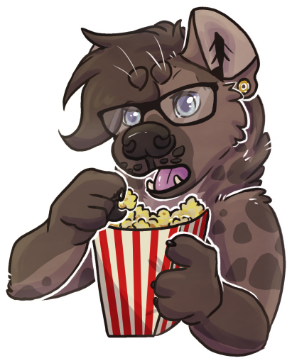 Стикер ест попкорн