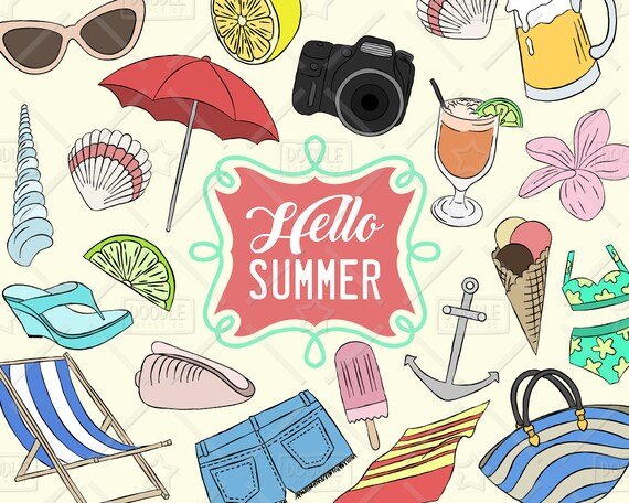 Летние рисунки для наклеек