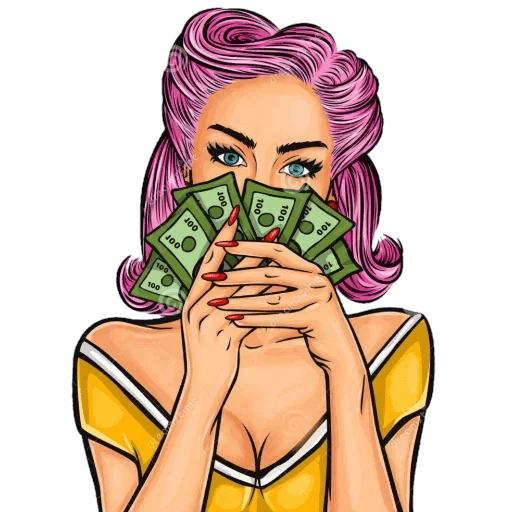 Девушка с деньгами арт
