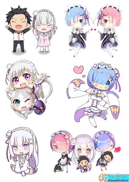 Ре Зеро Чиби наклейки