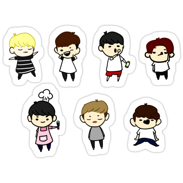 Наклейки БТС мультяшные