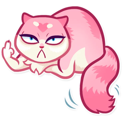 Стикер розовая кошка