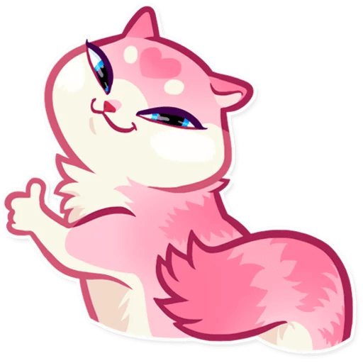 Стикер розовая кошка