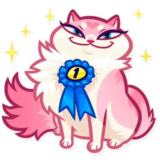 Стикер розовая кошка