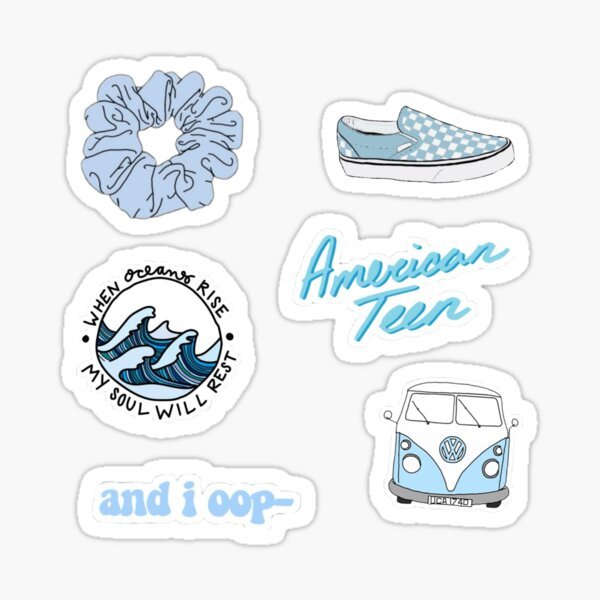 Голубые наклейки Эстетика