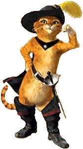 Кот в сапогах на прозрачном фоне