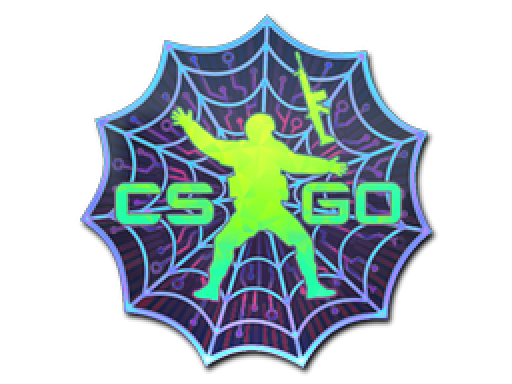 Синие голографические наклейки КС го