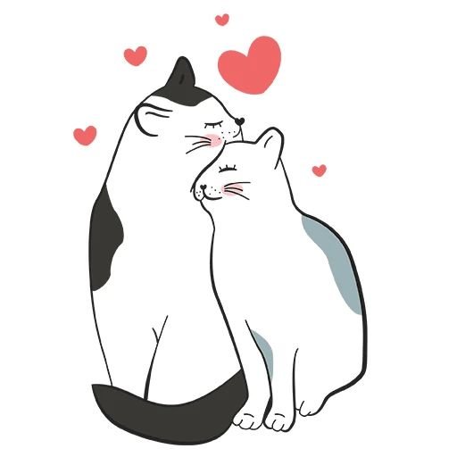 Рисунок влюбленных котиков