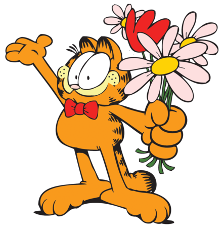 Гарфилд с цветами