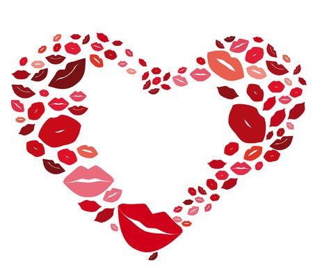 Рамки с сердечками и поцелуями