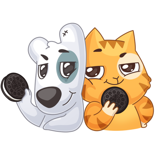 Стикеры персик и Спотти любят Орео