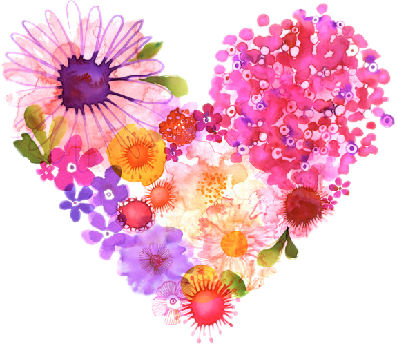 Акварельные цветы сердце