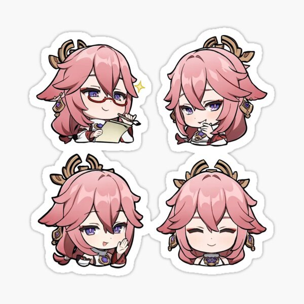 Яэ Мико Стикеры Чиби