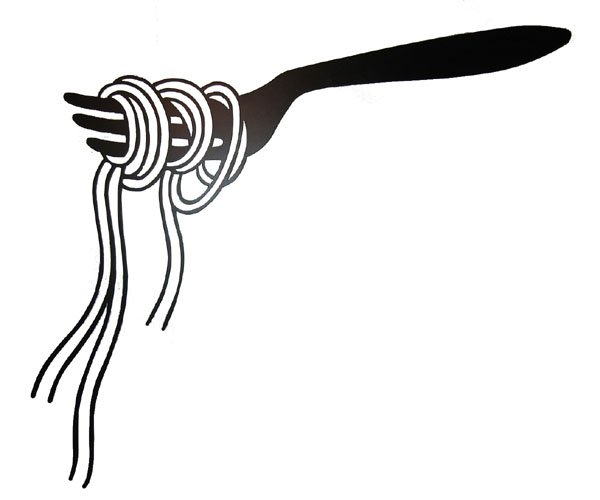 Спагетти на вилке вектор