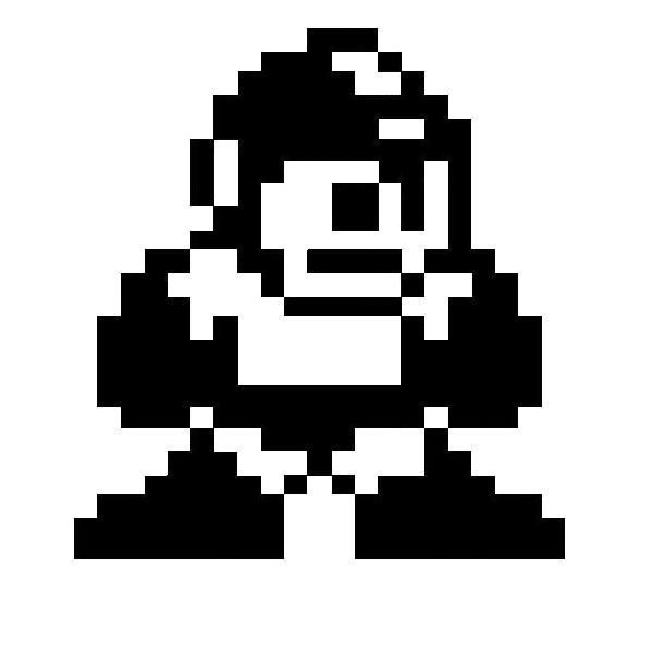 Марио пиксельный черно белый