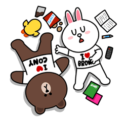 Стикеры line Cony and Brown