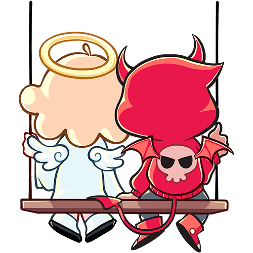 Набор стикеров «нимб и рожки»