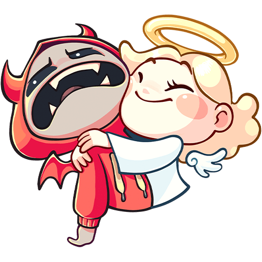 Набор стикеров «нимб и рожки»