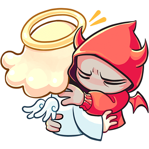 Набор стикеров «нимб и рожки»