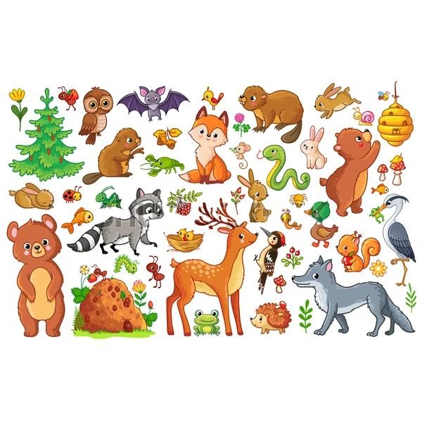 Лесные звери картинки распечатать