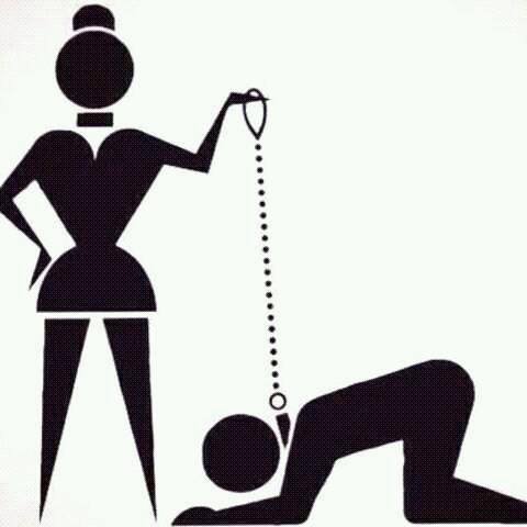 Мужчина на поводке у женщины